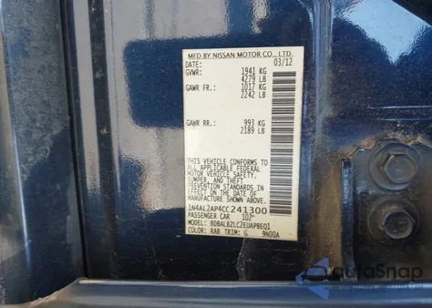 2012 Nissan Altima 2.5 S from USA, damaged, VIN 1N4AL2AP4CC241300